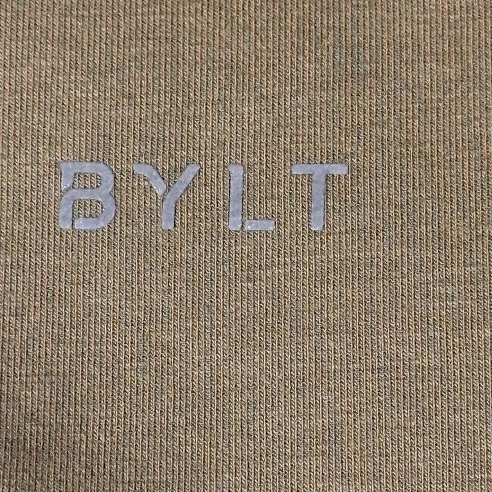 BYLT Long Sleeve Polo Men Large Fawn Lux Cotton Blend Curved Hem Stretch